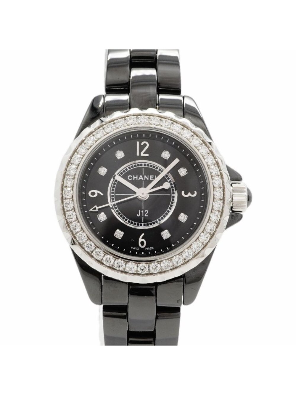 Chanel Diamond Black Dial Watch